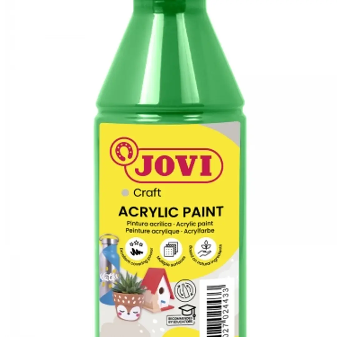 Jovi Jovidecor Acryl Pintura Acrilica - Acabado Satinado - Alto Poder Cubriente - Facil Aplicacion - Resistente al Agua y Jabon - Color Verde 1