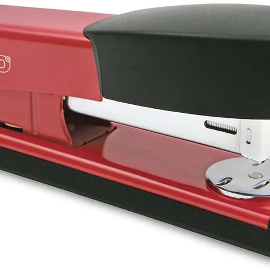 Rapesco Bowfin Grapadora Metalica de Sobremesa - Hasta 25 Hojas - Grapas 26/6, 24/6 - Grapado Cerrado y Abierto - Color Rojo/Negro 1