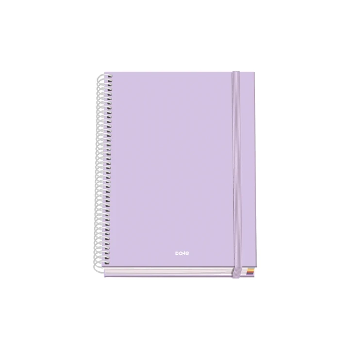 Dohe Serenity Cuaderno Espiral A5 100 Hojas Cuadricula 5mm - Tapa Dura Impresa a todo Color y Plastificada en Brillo - Bandas de Color - Cierre de Gom 1