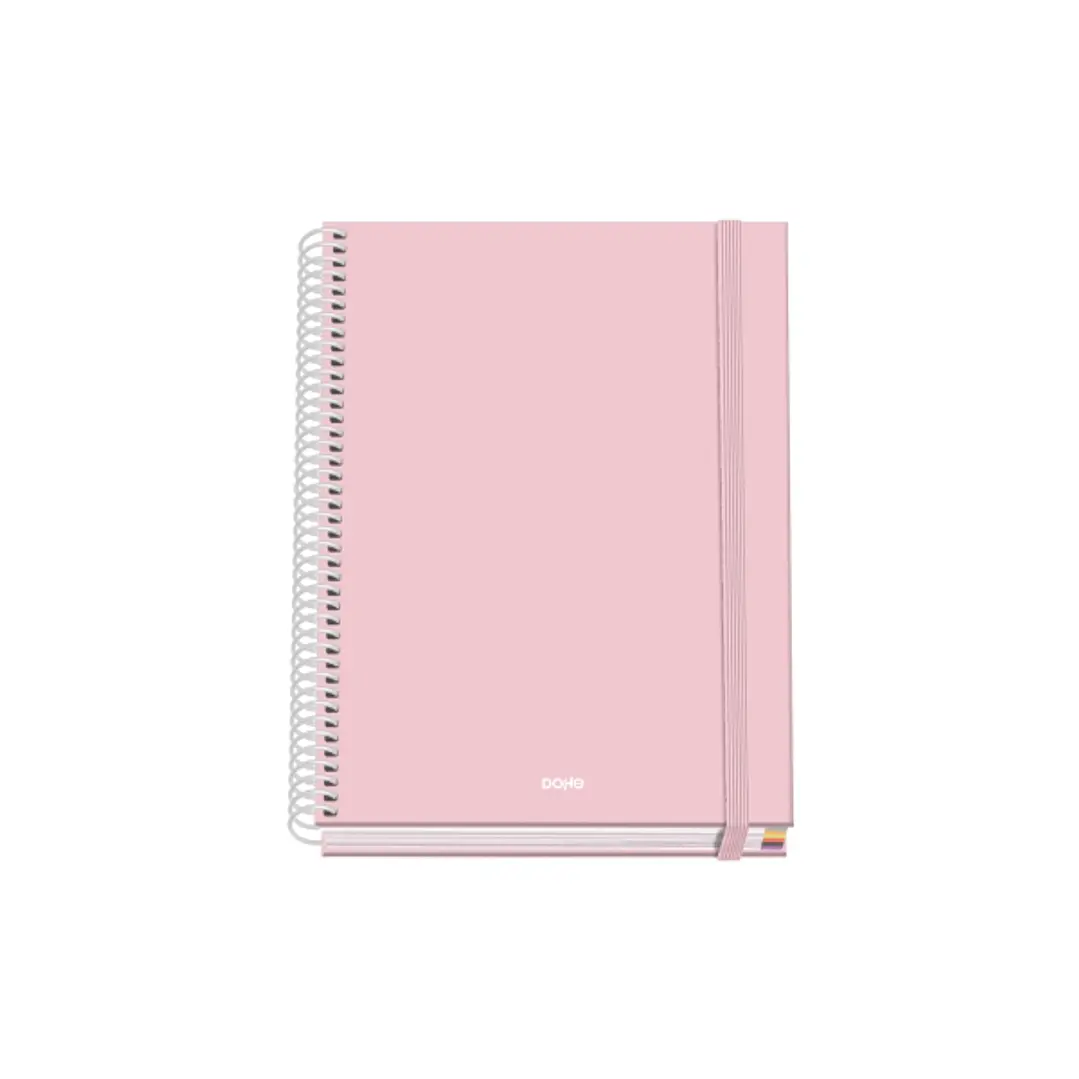 Dohe Serenity Cuaderno Espiral A5 100 Hojas Cuadricula 5mm - Tapa Dura Impresa a todo Color y Plastificada en Brillo - Bandas de Color - Cierre de Gom 1