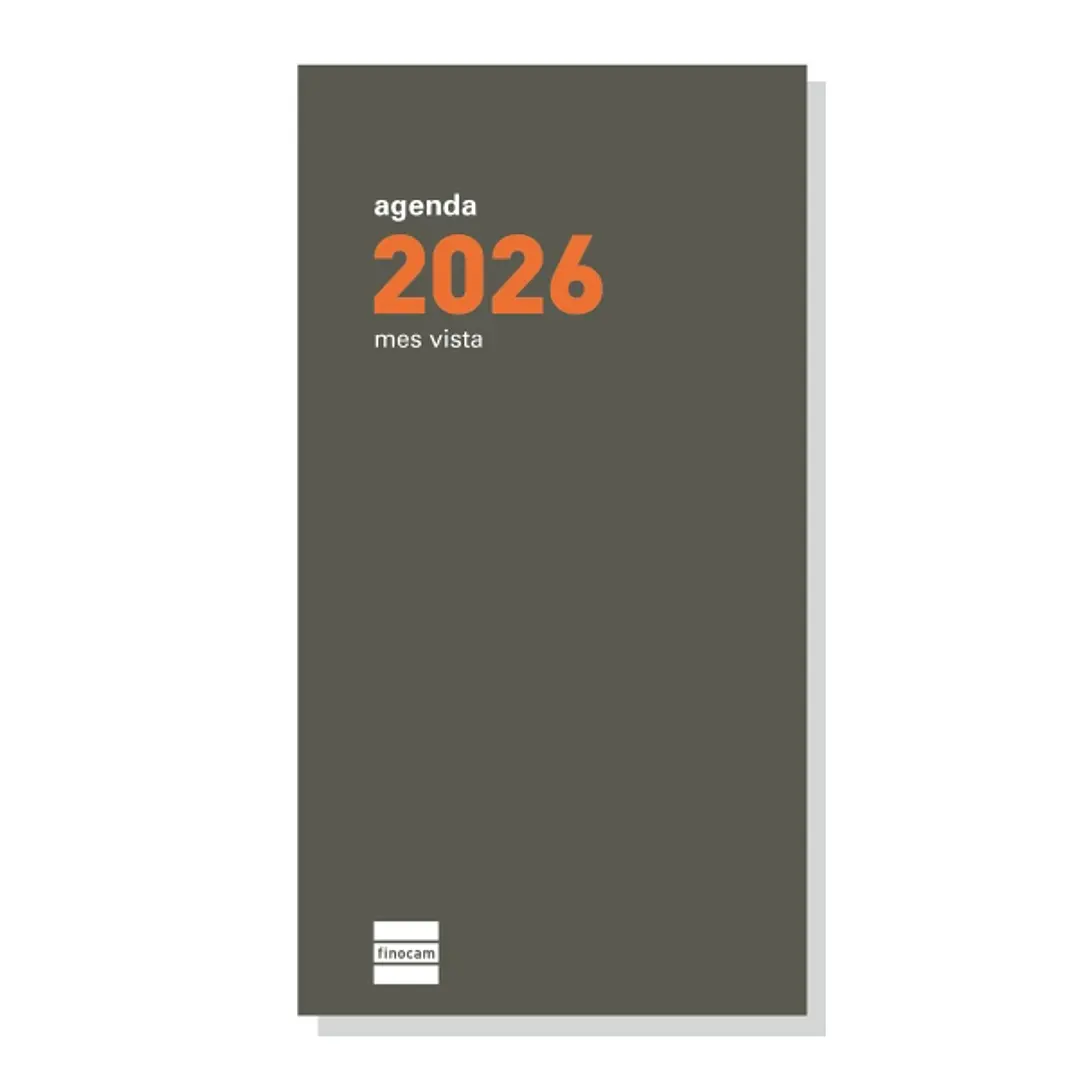 Finocam P497 Recambio para Agenda Plana - Anual 2026 - Formato Pl4 - 80x150x3mm - Mes Vista - Color Verde Oscuro 1