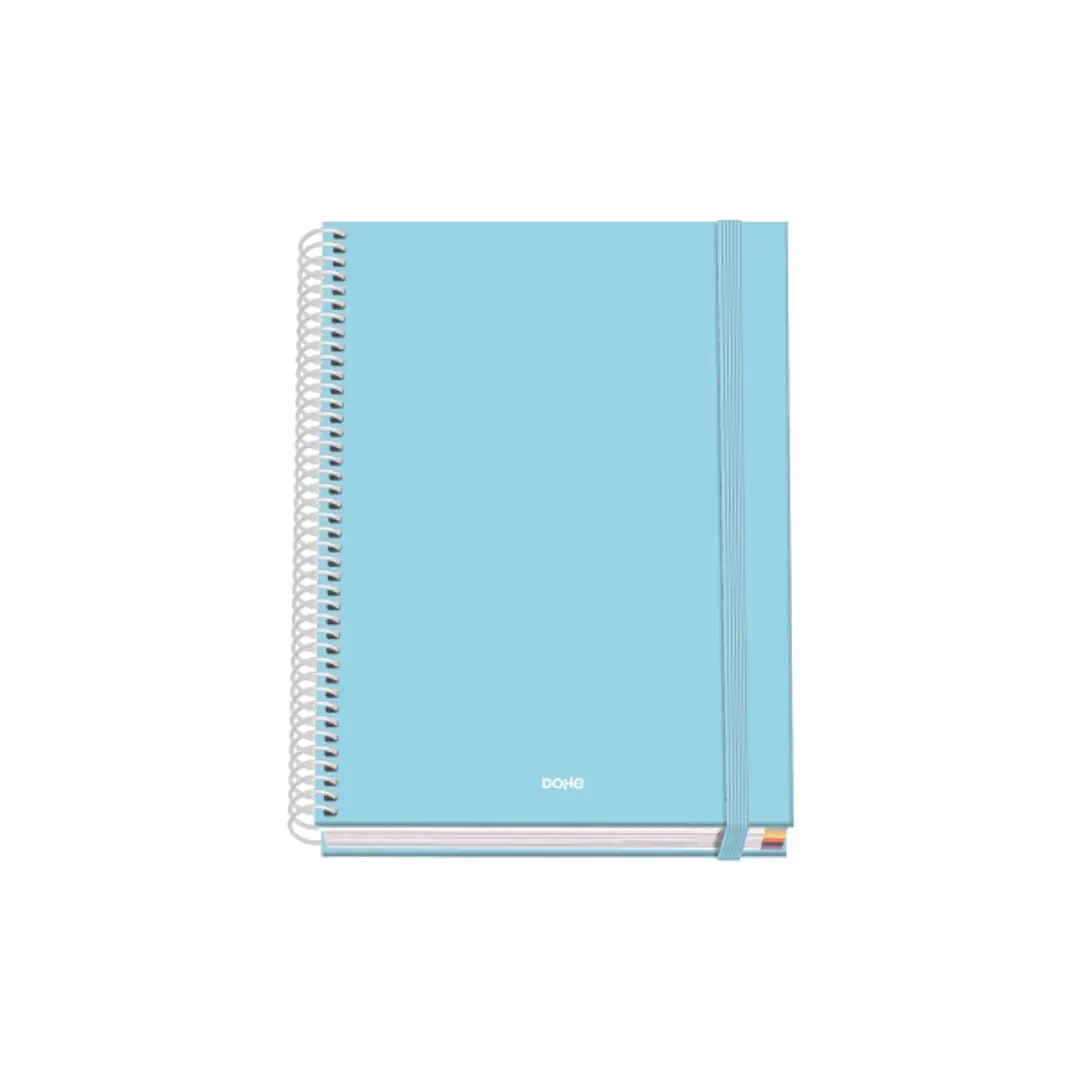 Dohe Serenity Cuaderno Espiral A5 100 Hojas Cuadricula 5mm - Tapa Dura Impresa a todo Color y Plastificada en Brillo - Bandas de Color - Cierre de Gom 1