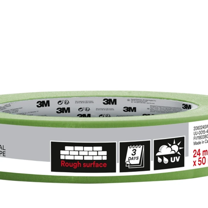 3M Cinta de Enmascarar Profesional para Superficies Rugosas - 24mm x 50m - Color Verde 1