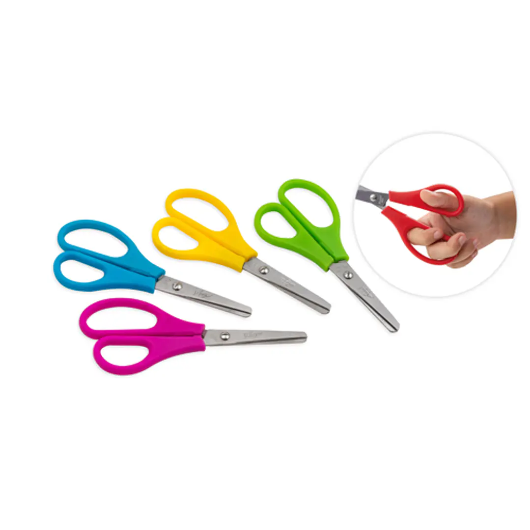 Faibo Tijeras Escolares Confort 13.5cm - Punta Redonda - Acero Inoxidable - Empuñadura de Plastico - Colores Surtidos 1