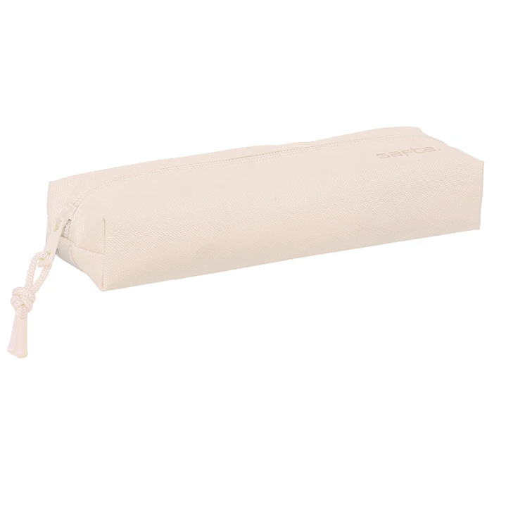 Safta Estuche Portatodo de 22cm - 1 Compartimento - Rectangular - Goma Elastica Trasera - 22x4x7cm - Color Beige 1
