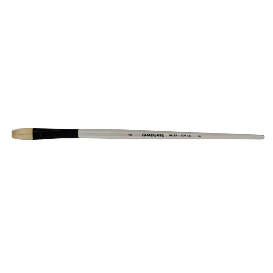 Daler Rowney Graduate Pincel para Oleo - Pelo de Cerda Natural - Mango Largo - Plano - N°8 1