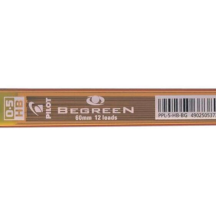 Pilot Pack de 12 Minas Begreen 0.5 para Portaminas - Dureza HB - Trazo 0.5mm - Estuche 100% Plastico Reciclado 1