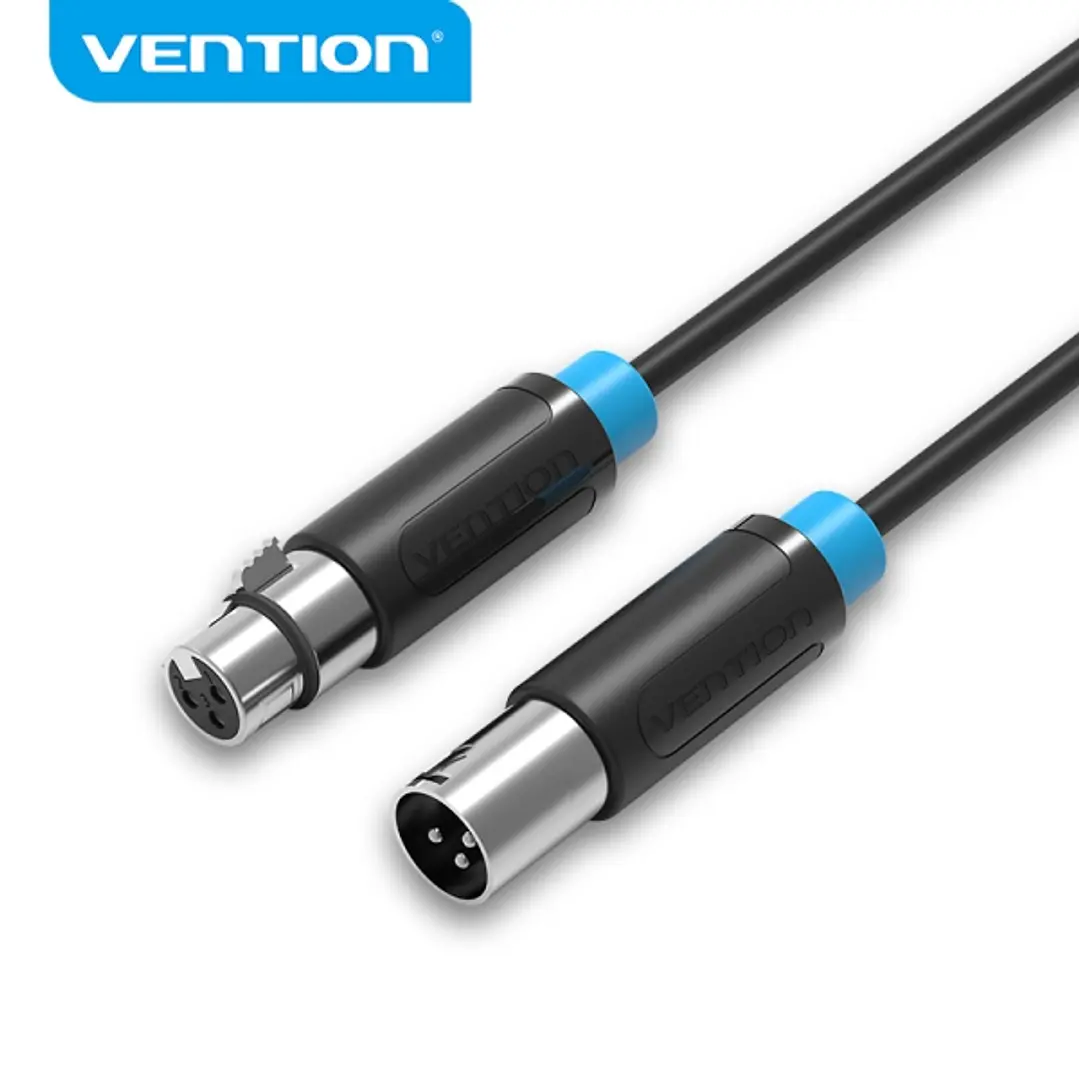 Vention Cable de Microfono XLR - Interfaz Bañado en Oro - Conductor de Bronce Esmaltado - Caparazon de Aleacion de Aluminio - Color Negro 1