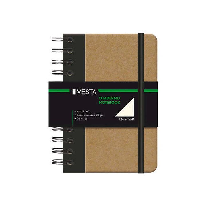 Dohe Cuaderno Cartone con Puntas Redondeadas - Tapa en Tres Piezas - Encuadernacion Doble Espiral Negro - 96 Hojas de Papel Ahuesado - Cierre de Gomas 1