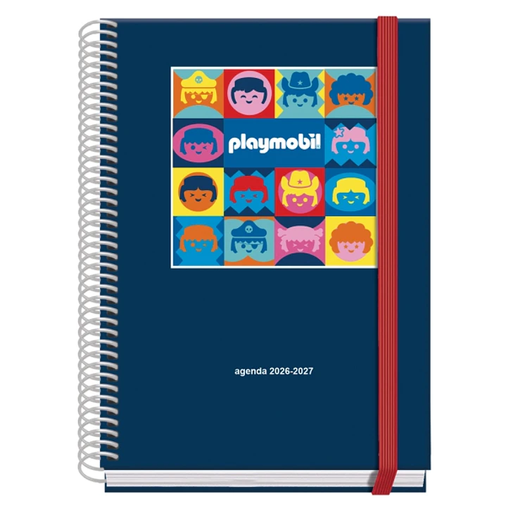 Dohe Prime Playmobil Agenda Escolar 26/27 - Formato A5 - Semana Vista - Papel Offset Ahuesado 70g - Cubierta de Carton Plastificado - Espiral - Goma - 1