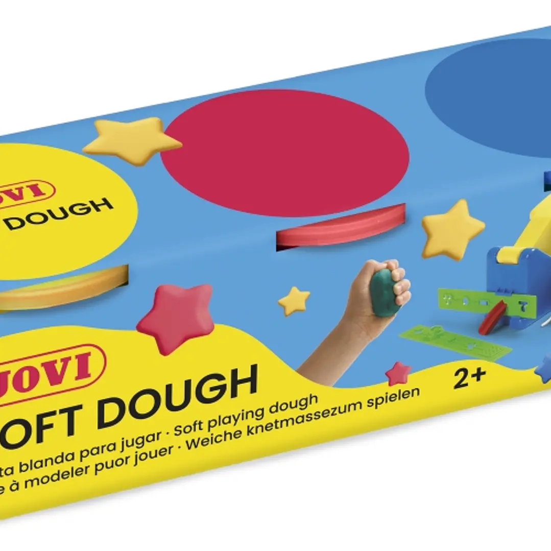 Jovi Soft Dough Blandiver Estuche de 3 Botes 110gr - Blanda y Flexible - Facil de Amasar y Moldear - Ideal para Iniciacion al Modelaje - Fomenta Creat 1
