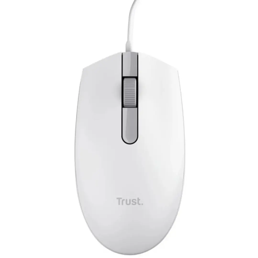 Trust TM101 Eco Raton USB 1200dpi - Fabricado con 50% de Plasticos Reciclados - 3 Botones - Uso Ambidiestro - Cable de 1.60m - Color Blanco 1