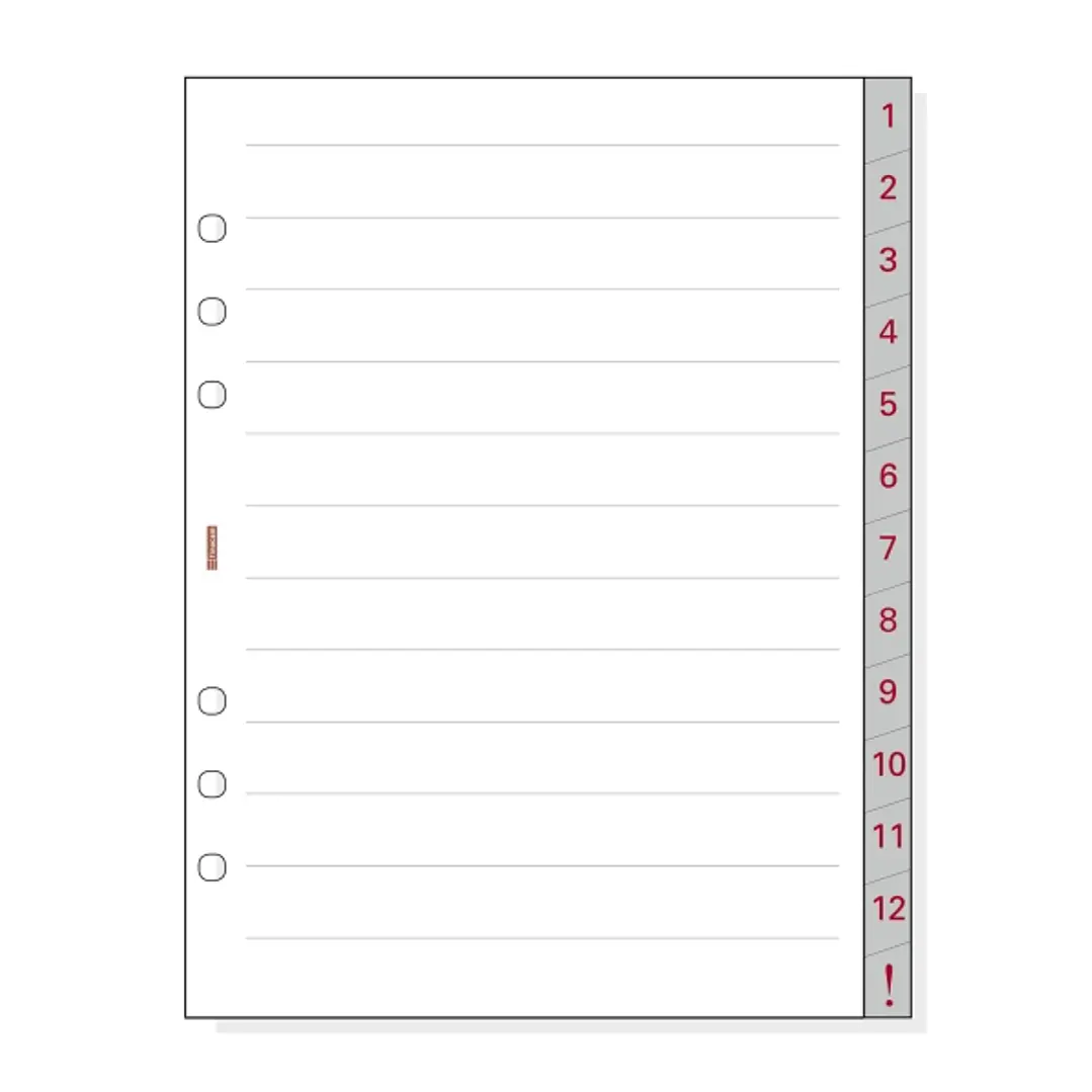 Finocam R1072 Separadores Numerados para Agendas Open - 13 Solapas - Formato 1000 - 166x2x215mm - Papel - Color Blanco 1