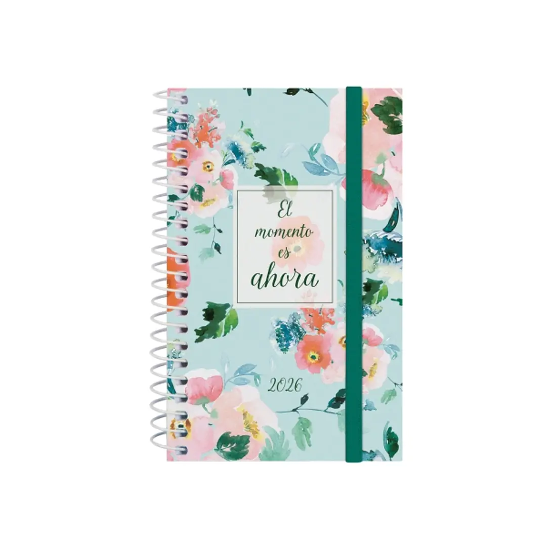 Finocam Design Collection Agenda de Espiral - Anual 2026 - Tapa Ligera - Formato E3 - 85x14x127mm - Semana Vista Horizontal - Tematica de Flores 1