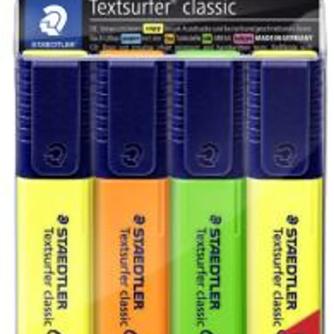 Staedtler Textsurfer Classic 364 Pack de 4 Marcadores Fluorescentes - Secado Rapido - Trazo 1 - 5mm Aprox - Colores Surtidos 1