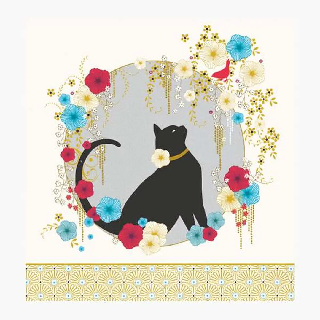 Pictura Tarjeta Arabesque - 16x16cm - Tematica Gato Negro - Tarjeta Triptica sin Envoltorio - Incluido Sobre Blanco - Papel con Certificacion FSC 1