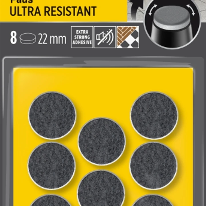 Scotch Pack de 8 Almohadillas de Fieltro Adhesivas - Ultra Resistentes - Diametro de 22mm - Color Blanco/Gris 1
