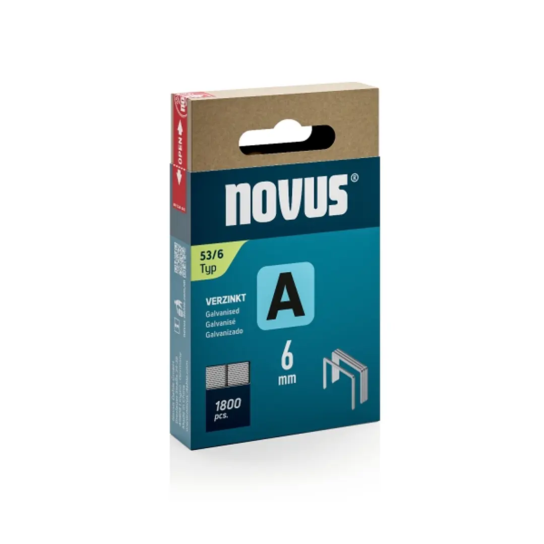 Novus A Tipo 53 Caja de 1800 Grapas 53/6 Galvanizadas - Patilla de 6mm 1