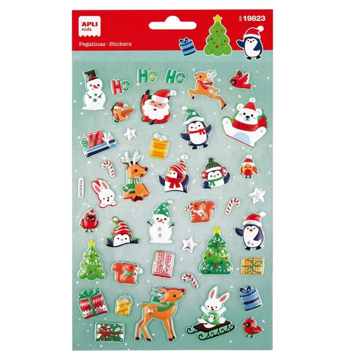 Apli Bolsa con 40 Pegatinas Navideñas Modelo Papa Noel Adviento - Adhesivo Permanente - Motivos Navideños 1