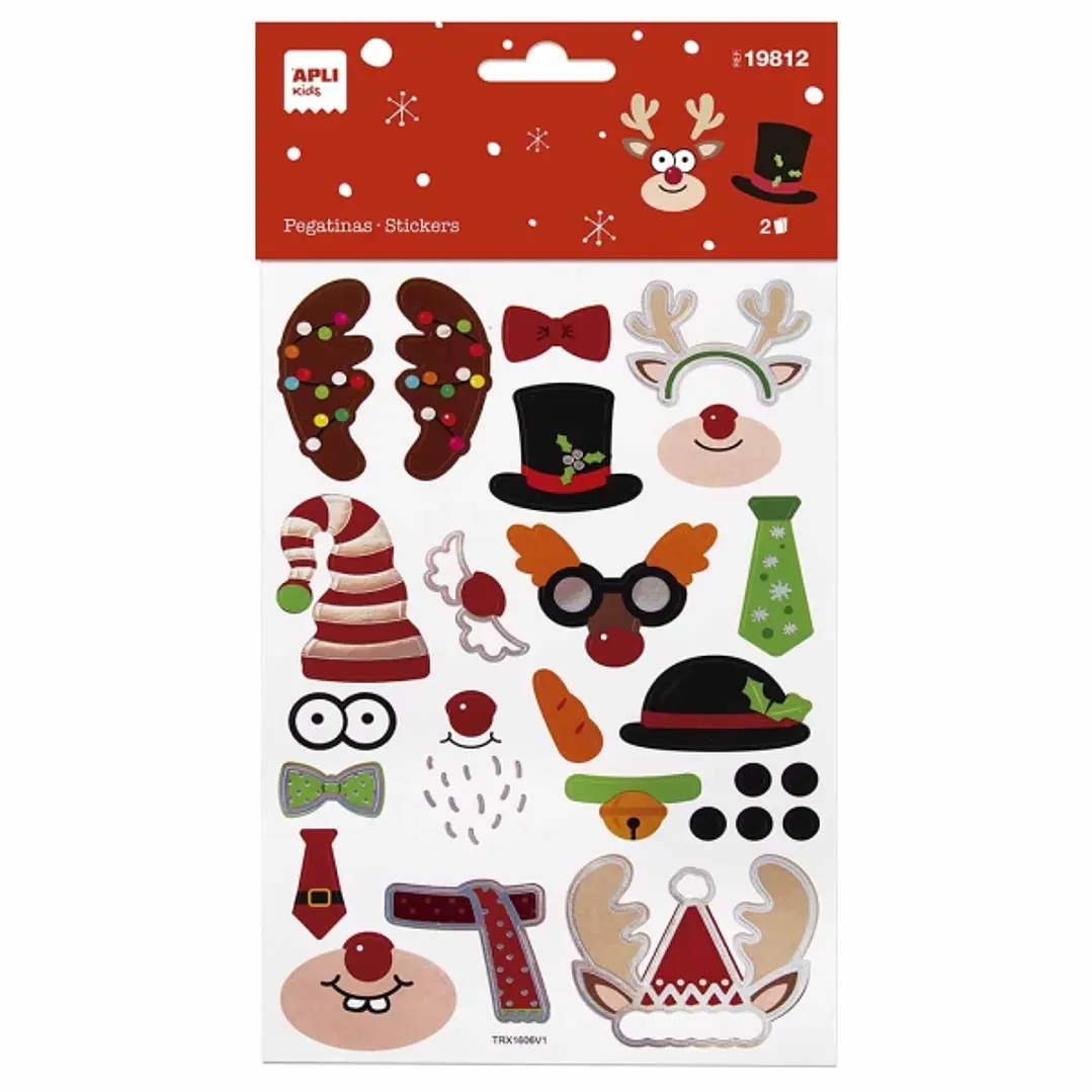 Apli Bolsa con 35 Pegatinas Navideñas Modelo Construccion Navidad - Adhesivo Permanente - Motivos Navideños 1