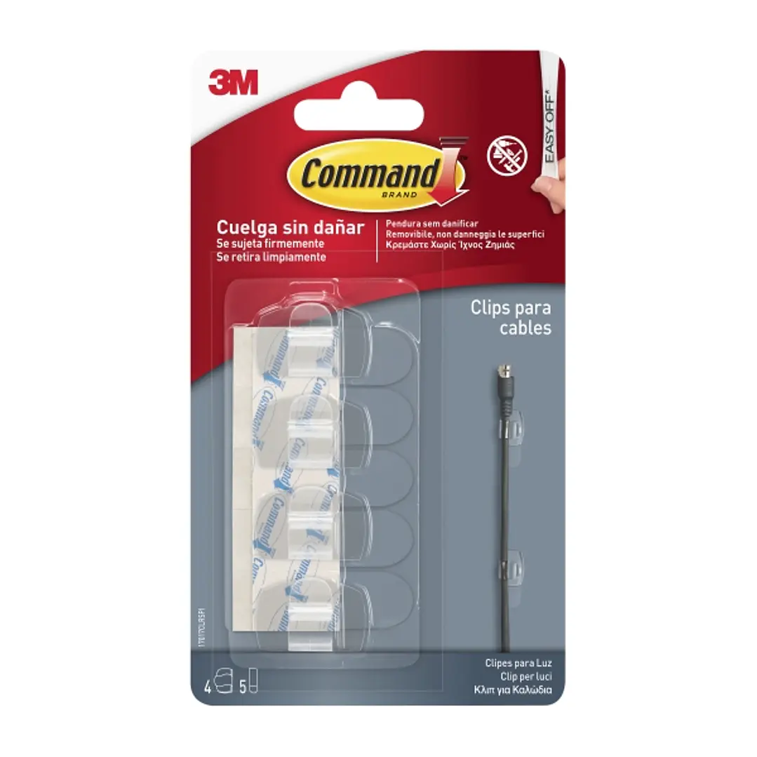 Command Clips Organizador de Cables - Redondos - Uso en Interior - Color Transparente 1