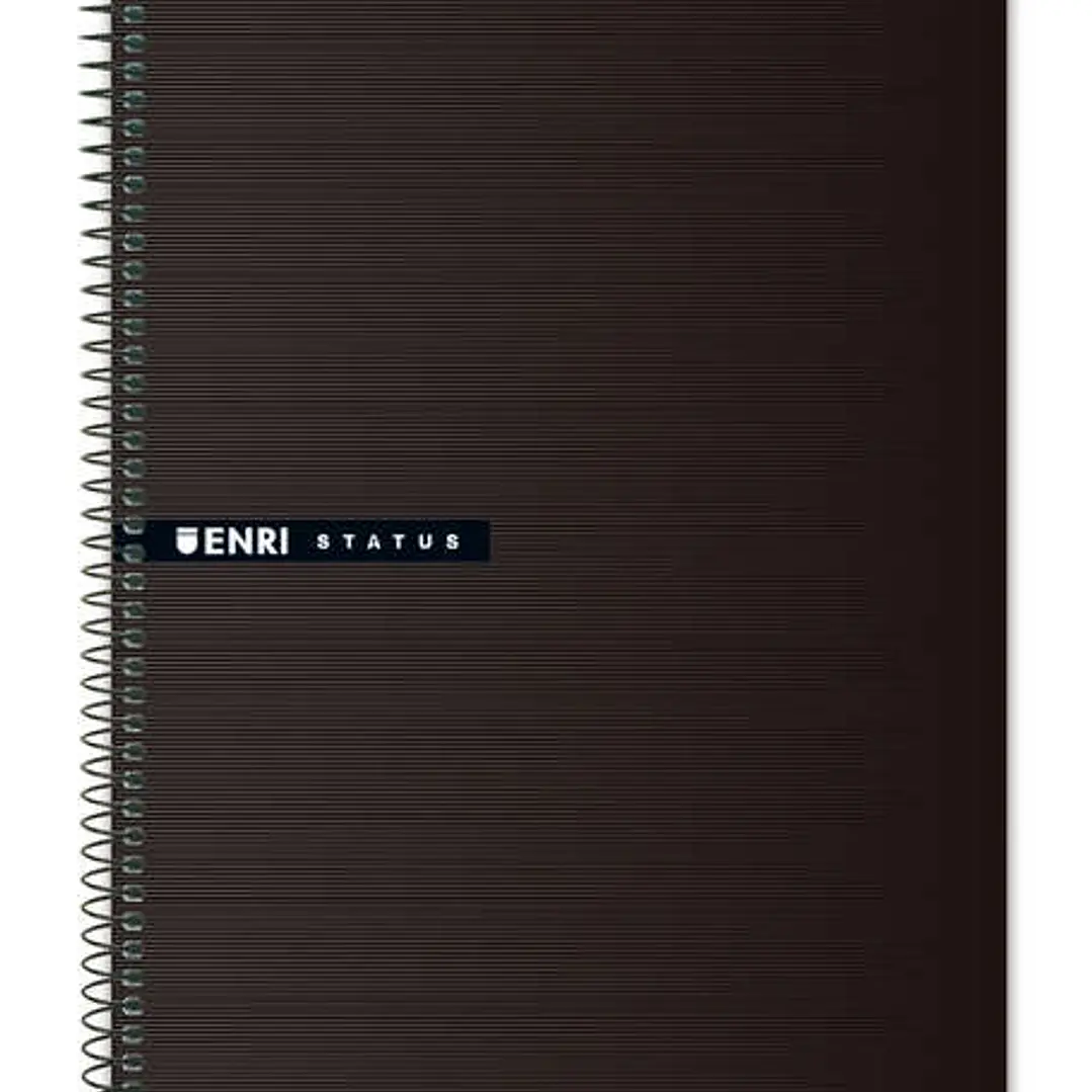 Enri Status Cuaderno Espiral Tamaño Folio Cuadricula 4mm 100 Hojas con Margen - Tapa Dura - Color Negro 1