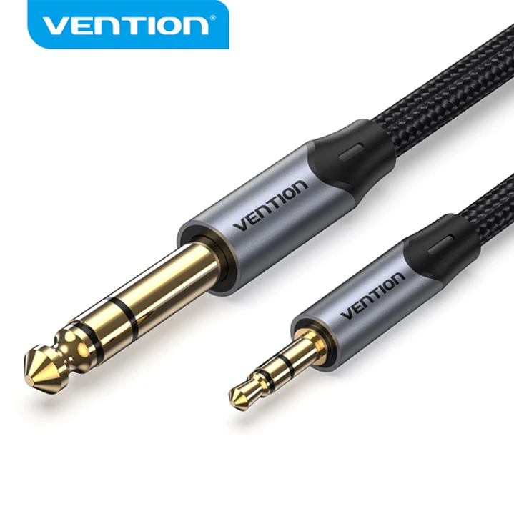 Vention Cable de Conexion Stereo - Jack 3.5mm a Jack 6.3mm - Contactos Dorados - Hilo de Cobre Estañado - Aislamiento PVC - Color Gris 1