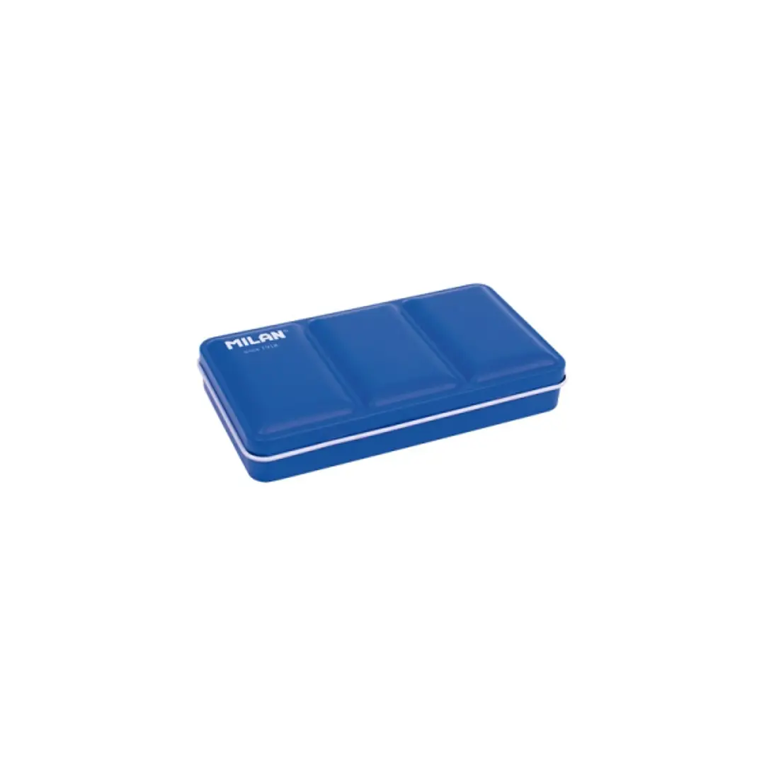 Milan Estuche Vacio para 12 Medios Godets de Acuarela - Metalico - Bandeja Abatible - Anilla Posterior - Color Azul Marino 1