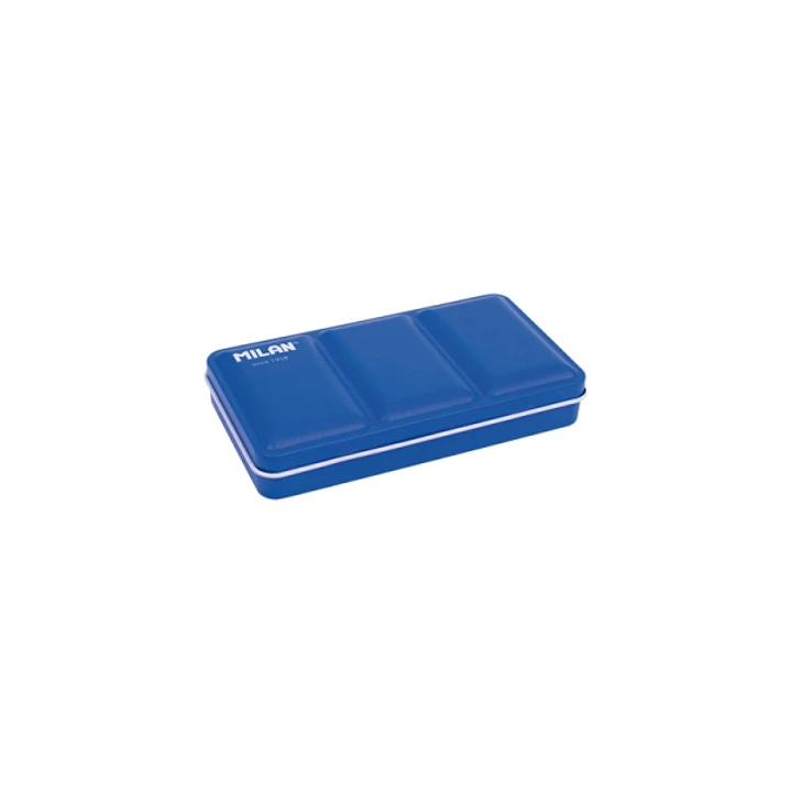 Milan Estuche Vacio para 12 Medios Godets de Acuarela - Metalico - Bandeja Abatible - Anilla Posterior - Color Azul Marino 1