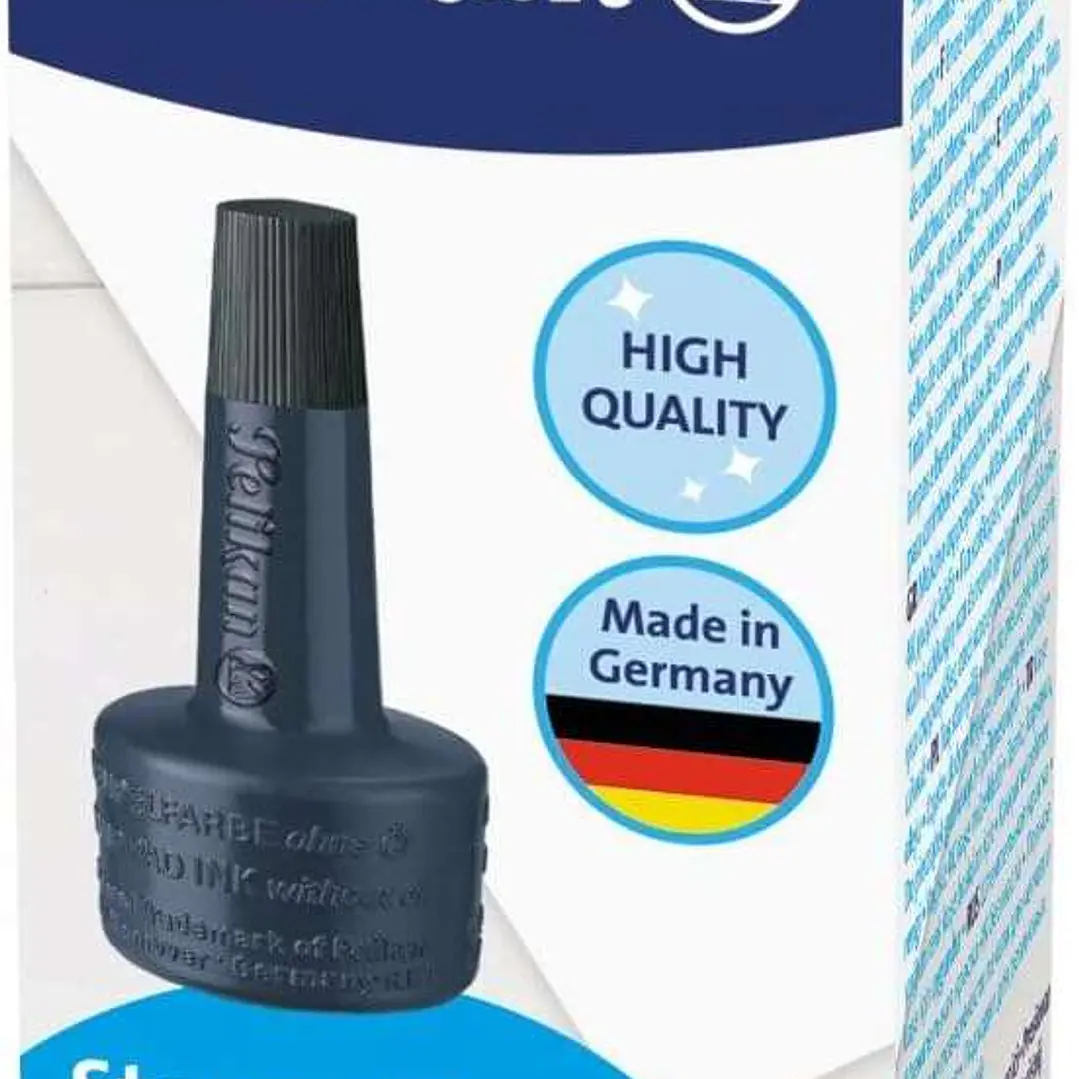 Pelikan Bote de Tinta para Tampones 28ml - Sin Aceite - Secado Rapido - Resistente al Agua - Color Negro 1