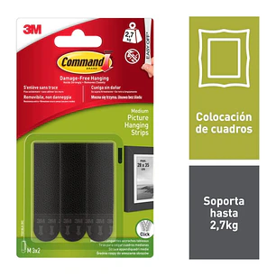 Command Tiras Adhesivas para Colgar Cuadros - Color Negro