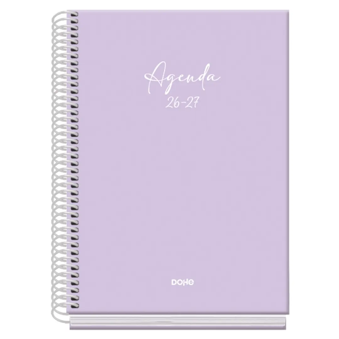 Dohe Basic Serenity Agenda Escolar 26/27 - Formato A5 - Dia Pagina - Papel Offset Ahuesado 70g - Cubierta de Carton Plastificado - Espiral - Goma - 15 1