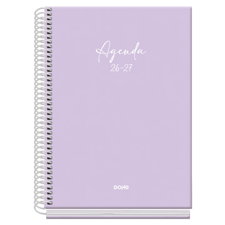 Dohe Basic Serenity Agenda Escolar 26/27 - Formato A5 - Dia Pagina - Papel Offset Ahuesado 70g - Cubierta de Carton Plastificado - Espiral - Goma - 15 1