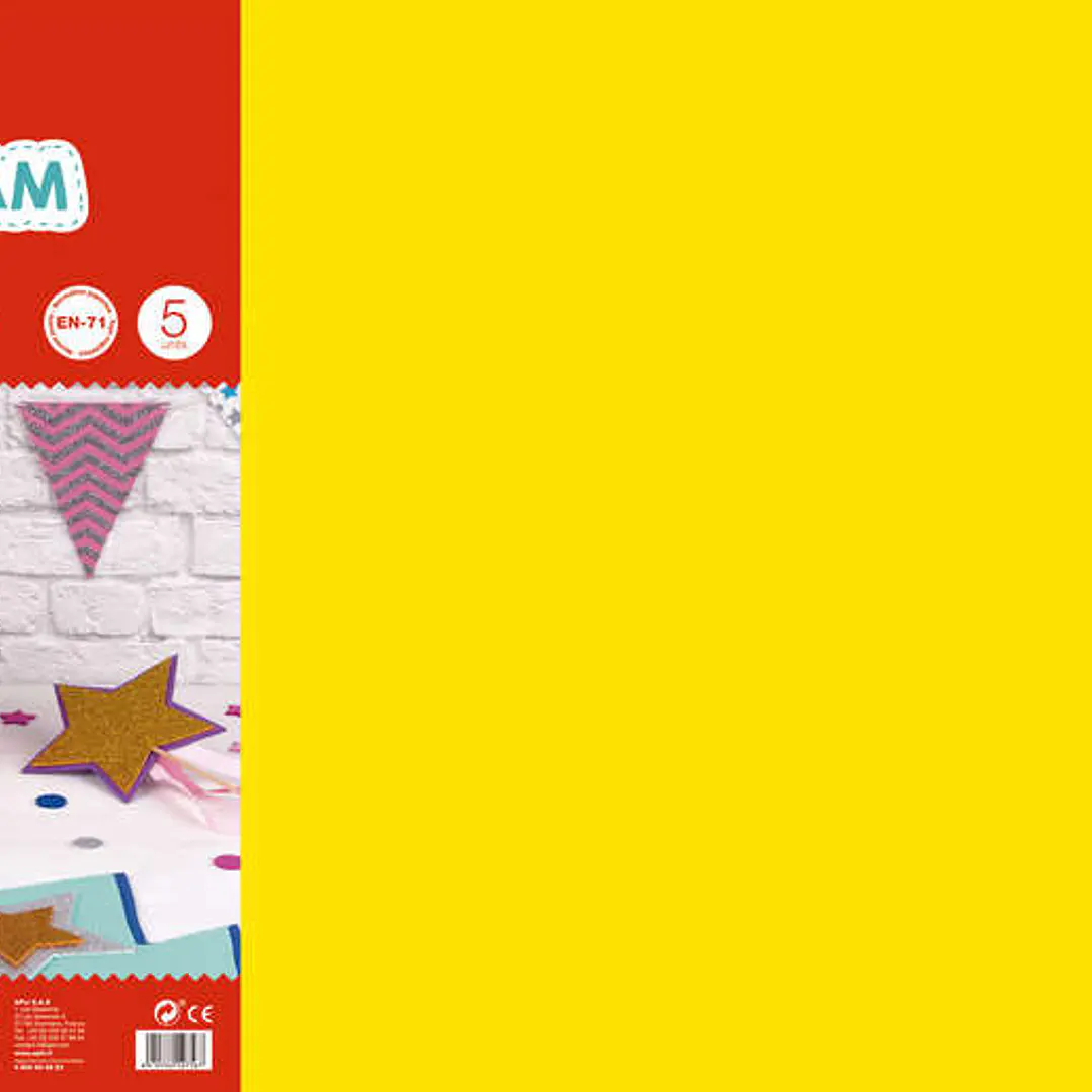 Apli Pack con 5 Hojas de Goma Eva 600x400mm - Tamaño Grande y Flexible - Color Amarillo 1