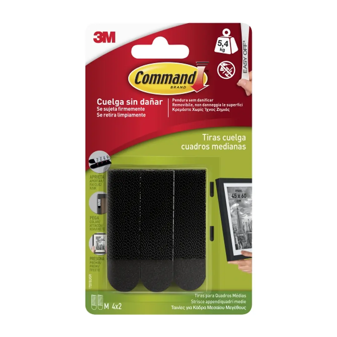 Command Tiras Adhesivas para Colgar Cuadros - Color Negro 1