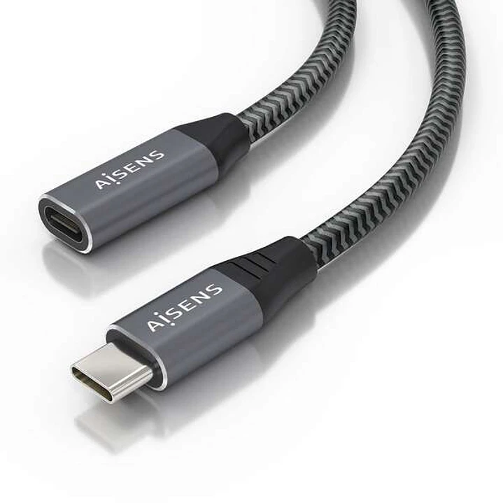 Aisens Cable USB 3.2 GEN2x2 Aluminio 20Gbps 8K@30Hz 5A 100W - Tipo USB-C/M-USB-C/H - 0.5m - Color Gris 1