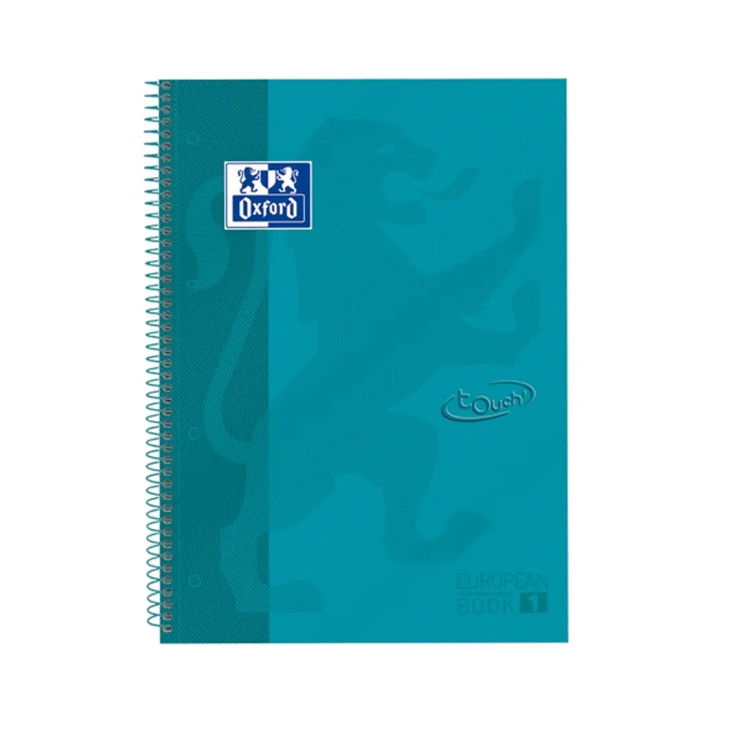 Oxford School Touch Europeanbook 1 Cuaderno A4+ 80 Hojas Microperforadas Cuadricula 5x5mm - Tapa Extradura - Color Azul Verdoso 1