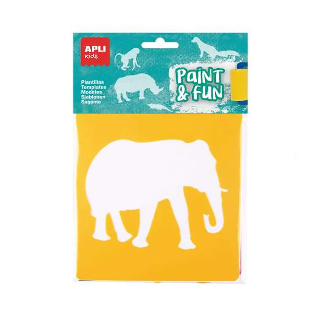 Apli Kids Bolsa de 6 Plantillas de Animales de la Selva - 9 Formas de Animales - Polipropileno Flexible - Lavables - Colores Surtidos 1