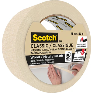 Scotch Classic Cinta de Pintor para Enmascarar 48mm x 50m - 70% PEFC - Color Beige