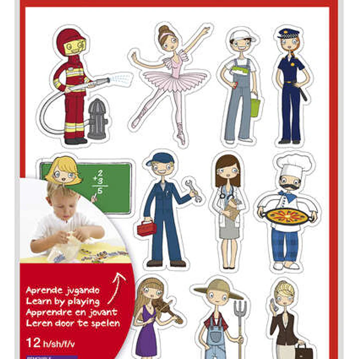 Apli Gomets Tematicos las Profesiones - 144 Unidades - Adhesivo Removible - Desarrollados con Educadores - Ilustraciones Divertidas - Adhesivo Base Ag 1