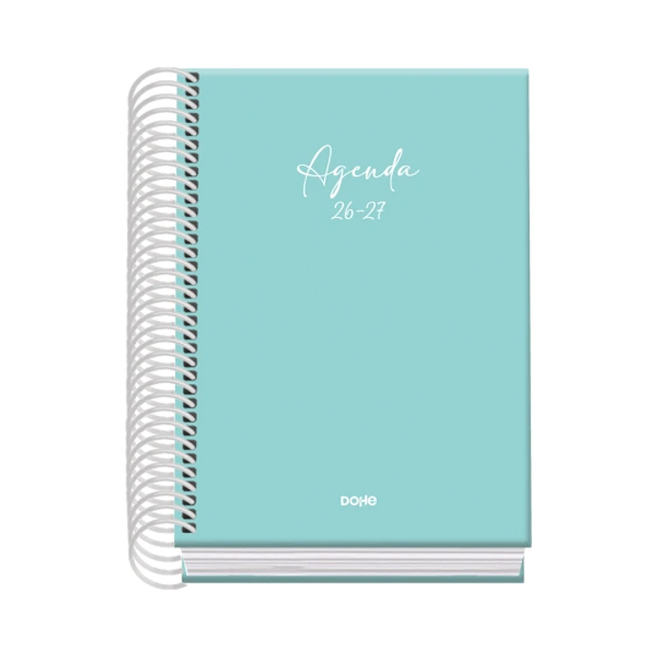 Dohe Basic Serenity Agenda Escolar 26/27 - Formato A6 - Dia Pagina - Papel Offset Ahuesado 70g - Cubierta de Carton Plastificado - Espiral Metalica -  1