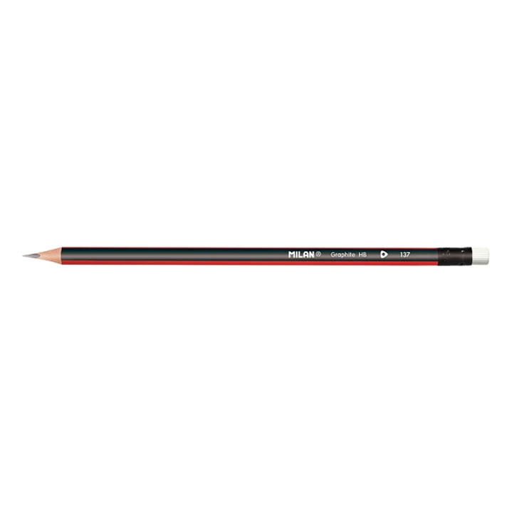 Milan Lapices de Grafito HB - con Goma - Triangular - Color Rojo 1