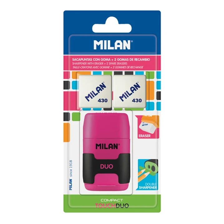 Milan Compact Touch Duo Afilaborra - 2 Gomas de Recambio - Cuchilla de Acero de Seguridad - Colores Surtidos 1