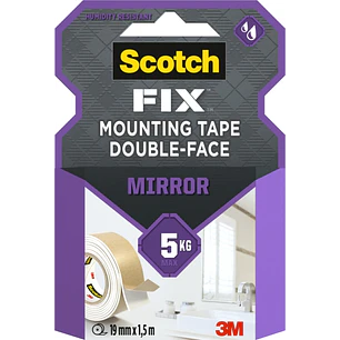 Scotch-Fix Cinta de Montaje de Doble Cara para Espejos - 19mm x 1.5m - Color Blanco