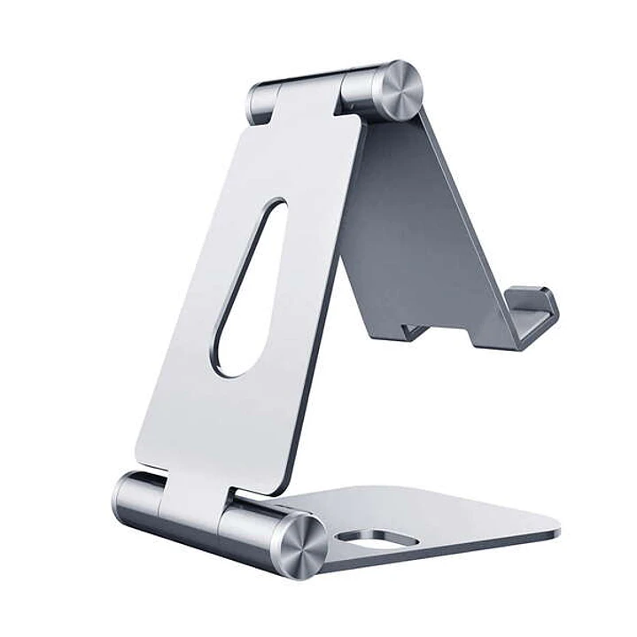Aisens Soporte de Sobremesa Tamaño M Ajustable (2 Pivotes) para Movil / Tablet - Color Plata 1