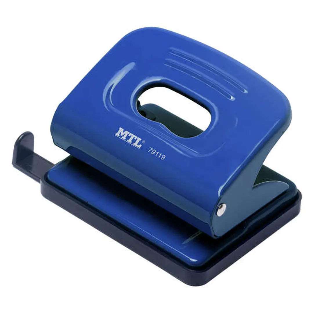 Dohe Taladro Perforador Metalico - Hasta 16 Hojas - Guia y Deposito - Color Azul 1