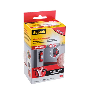 Scotch Extreme Pack de 2 Cierres Adhesivos Reposicionables - 25mm x 1.2m - Color Transparente
