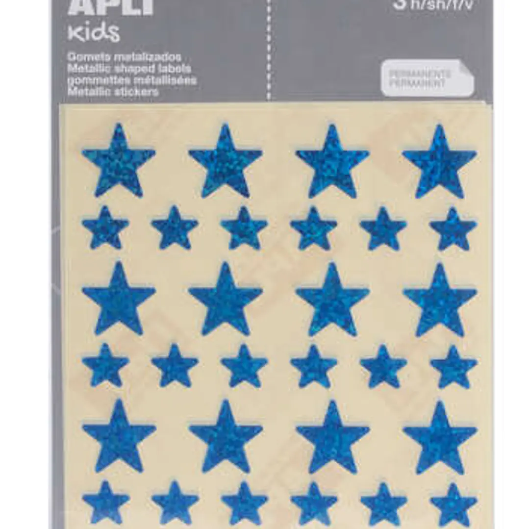 Apli Gomets Estrella Holograficos - Tamaño 12.5mm y 19.5mm - Adhesivo Permanente - 120 Gomets por Bolsa - Desarrollo de Habilidades y Creatividad - Co 1