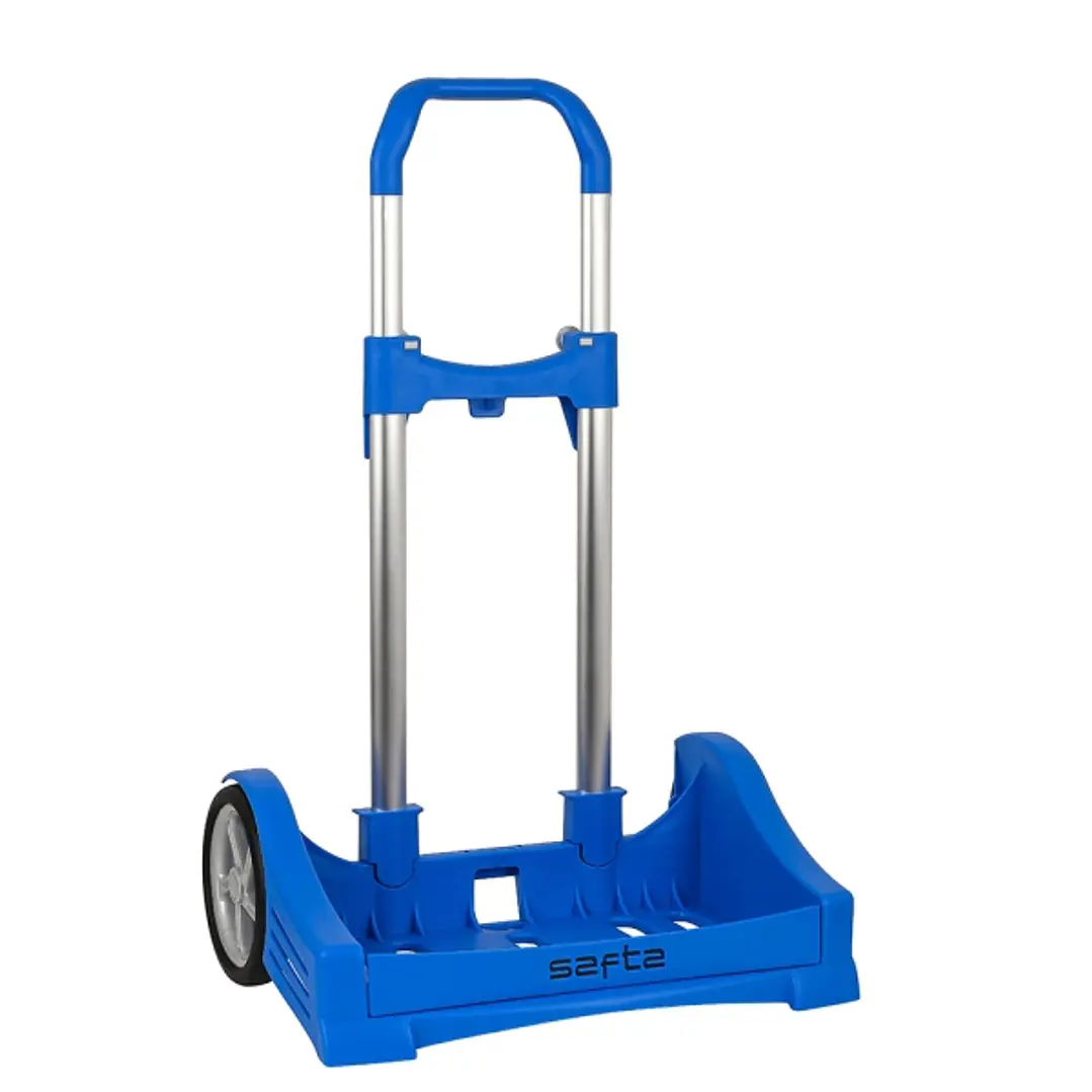 Safta Evolution Carro Portamochilas- Sujecion Universal - Ruedas de 14cm Antivibracion - Aluminio/PP - 40x85x28cm - Color Azul 1