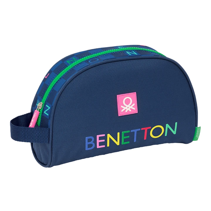 Safta Benetton Damero Neceser - 1 Compartimento - Asa de Mano - 28x18x10cm - Color Azul Marino 1